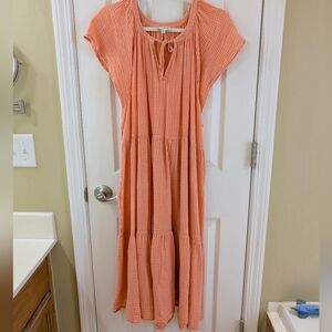 Wonderly Coral Midi Dress